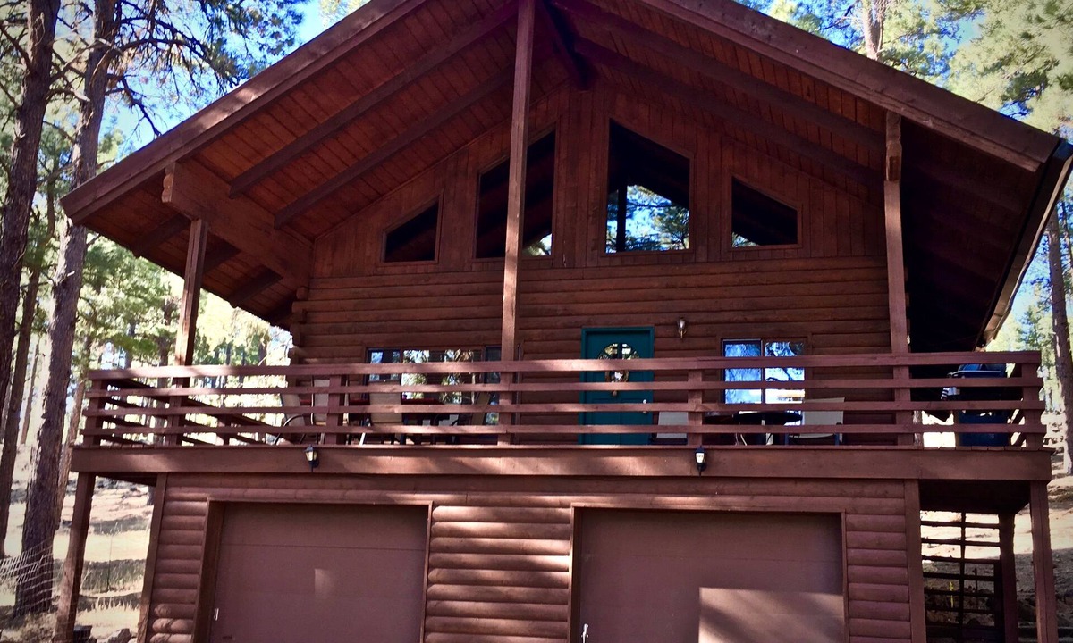 Kachina Village Cabin | Log Cabin in tall pines, backs to forest, great hiking, star-gazing, biking!