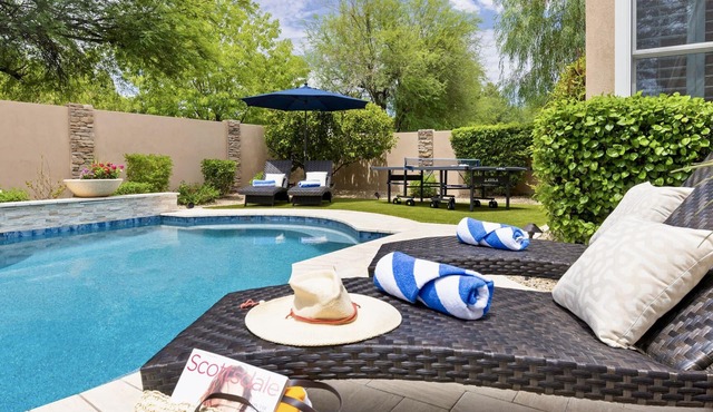 7min to TPC, 3 Kings & Kids Bunkbed, Games, Heated Pool, Large Outdoor Space! in Scottsdale