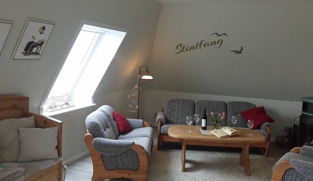 Apartment on the 1st floor, with fireplace and balcony. 6 sleeping berths in the rustic attic. in Westerdeichstrich/ Stinteck