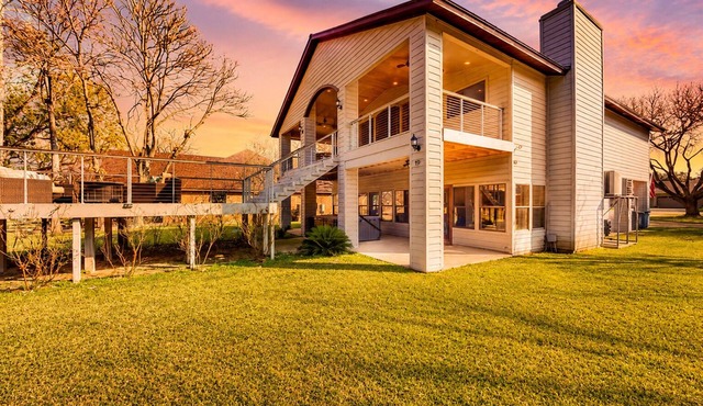 Lakefront home with hot tub, dock, kayaks, central AC, & great lake views in McQueeney