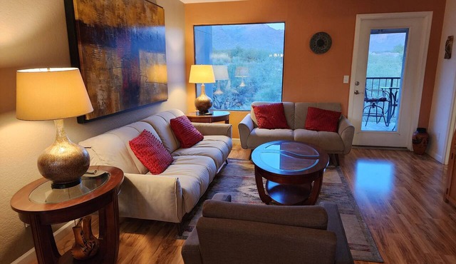 Private patio has spectacular golf -mountain views and many interior upgrades in Tucson